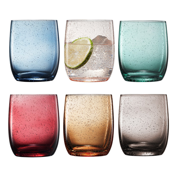 Tonal Recycled Mexican Lowball Tumbler Glassware, Set of 6