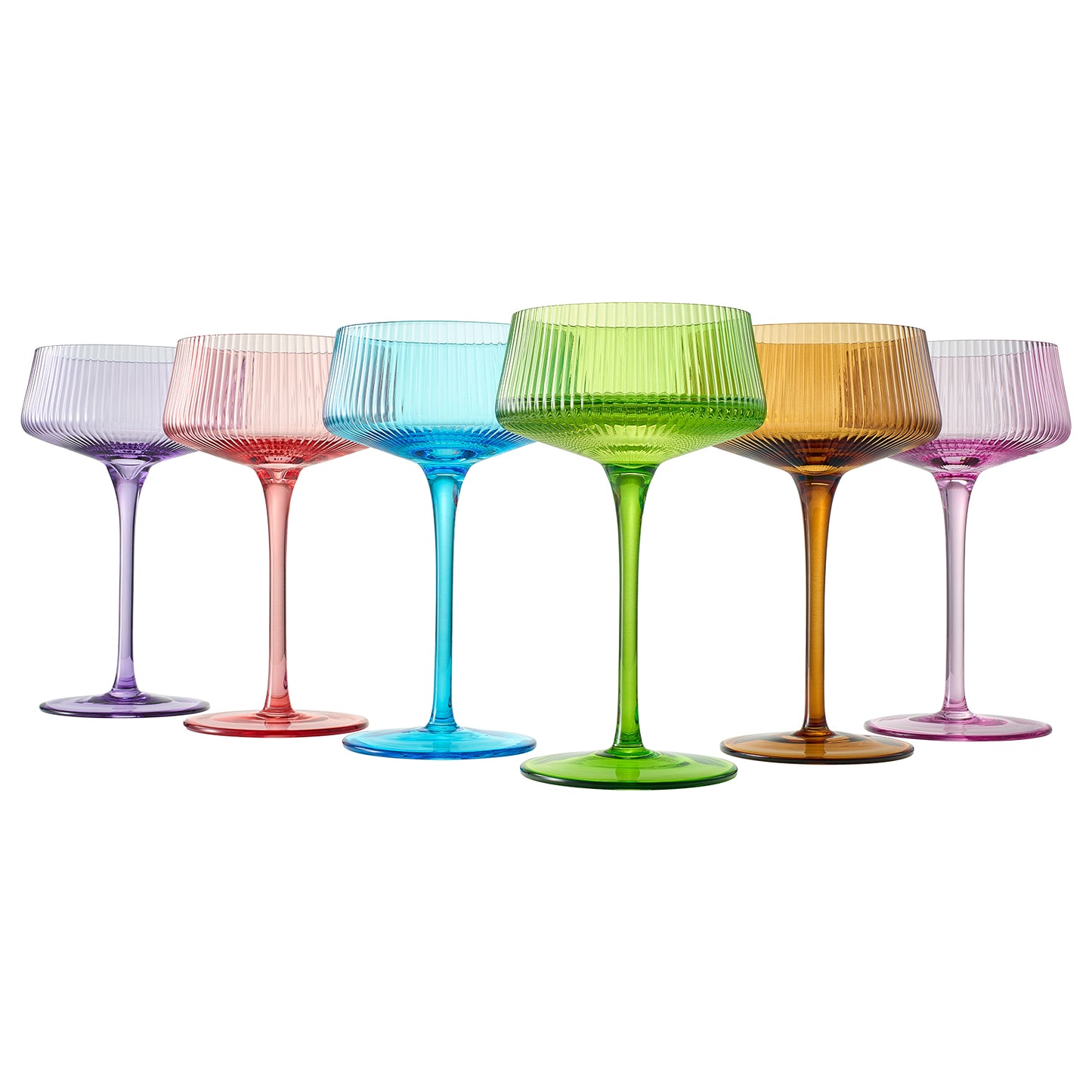 Como Coupe Cocktail Glasses, Pastel, Set of 6
