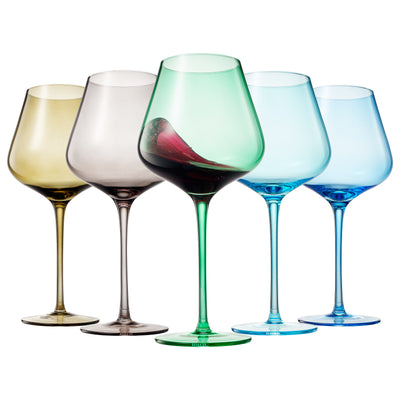 Stagioni Stemmed Wine Glassware, Rocky Mountains, Set of 5