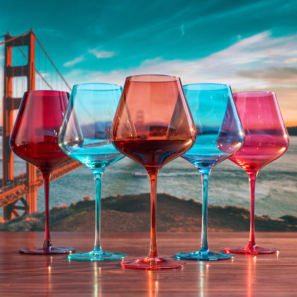 Stagioni Stemmed Wine Glassware, San Francisco, Set of 5