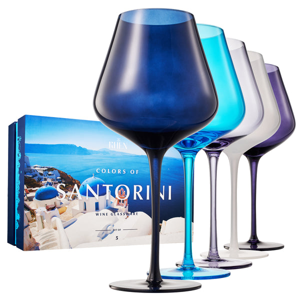 Stagioni Stemmed Wine Glassware, Santorini, Set of 5