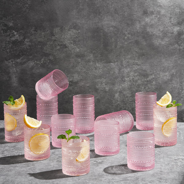 Monet Hobnail Highball & Lowball Glassware, Set of 12