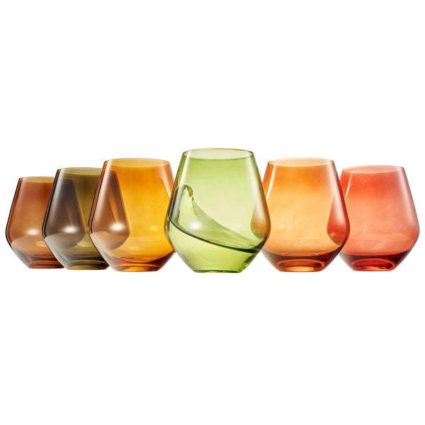 Fortuna Stemless Wine Glassware, Set of 6