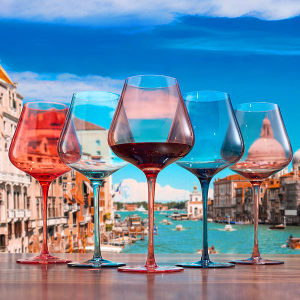Stagioni Stemmed Wine Glassware, Venice, Set of 5