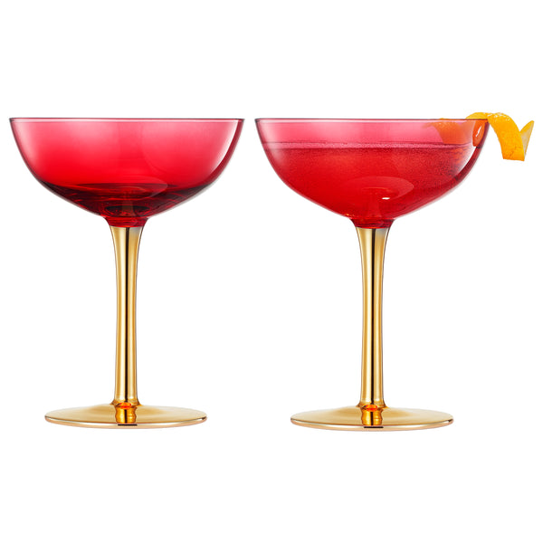 Deco Champagne Coupe Cocktail Glassware, Set of 2