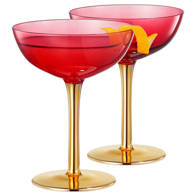 Deco Champagne Coupe Cocktail Glassware, Set of 2