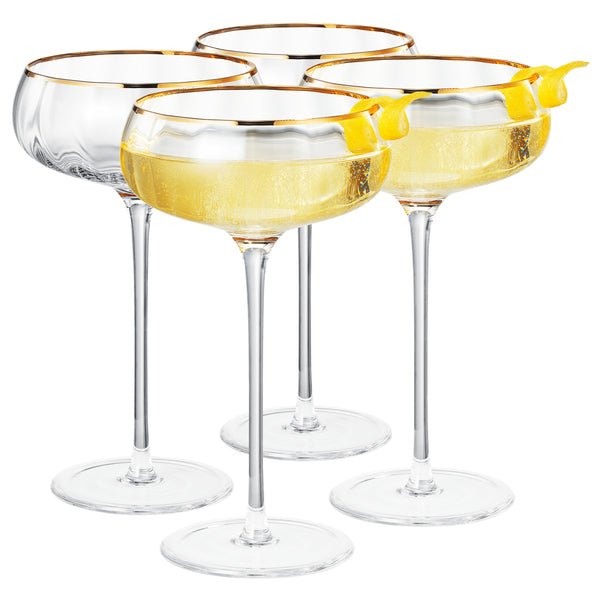 Aurelia Champagne Coupe Cocktail Glassware, Set of 4