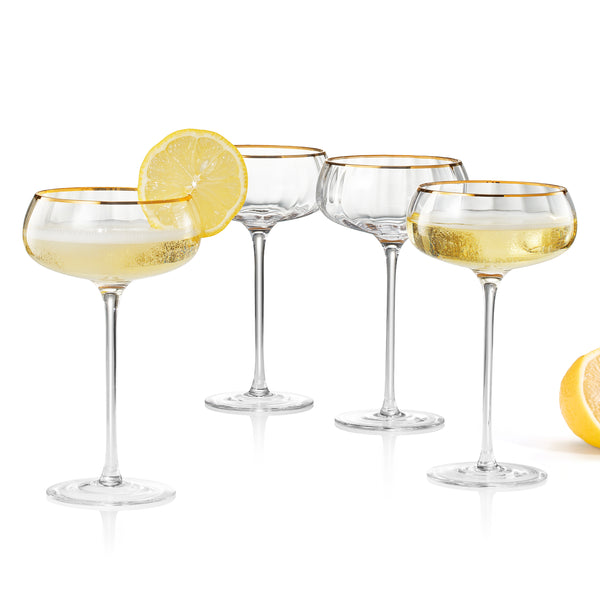 Aurelia Champagne Coupe Cocktail Glassware, Set of 4