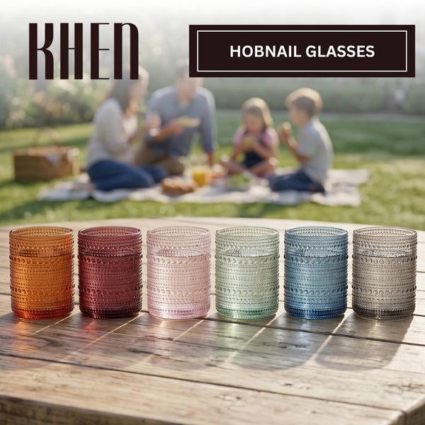 Beaded Hobnail Tumbler Drinking Glasses Set | Set of 6
