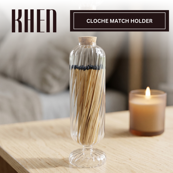 Cloche with Matches, 1 Piece, 11.5 x 3.5 Inch Clear Glass