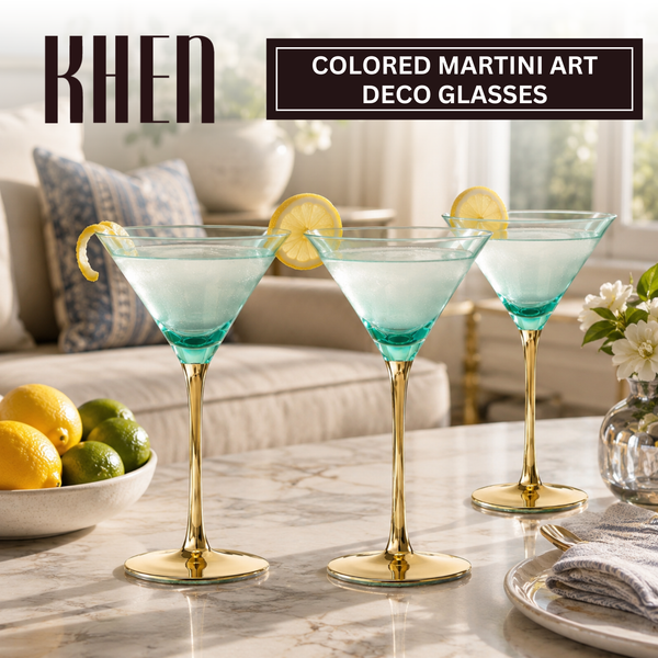 Deco Martini Cocktail Glassware, Set of 4