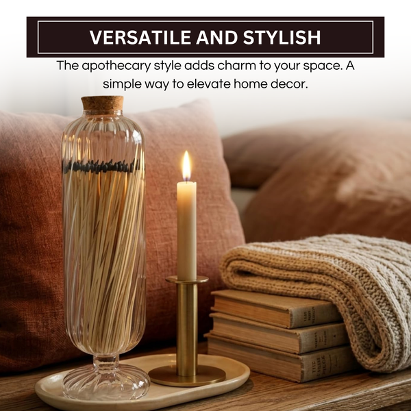 Cloche with Matches, 1 Piece, 11.5 x 3.5 Inch Clear Glass
