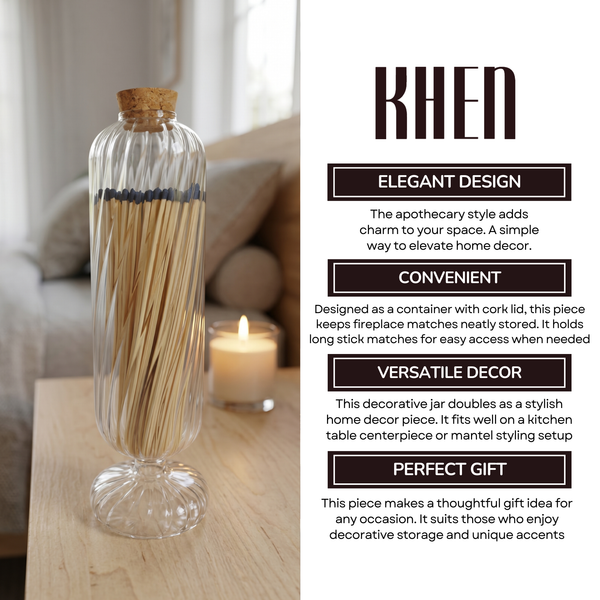 Cloche with Matches, 1 Piece, 11.5 x 3.5 Inch Clear Glass
