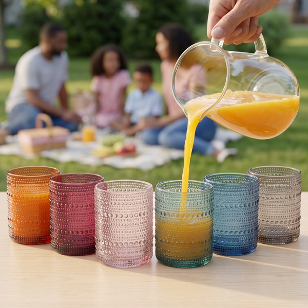 Beaded Hobnail Tumbler Drinking Glasses Set | Set of 6