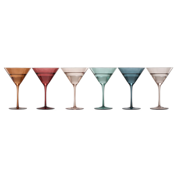 Tonal Martini Cocktail Glassware, Set of 6