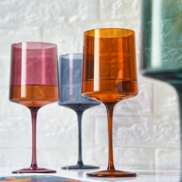 Tonal Square Stemmed Wine Glassware, Set of 4