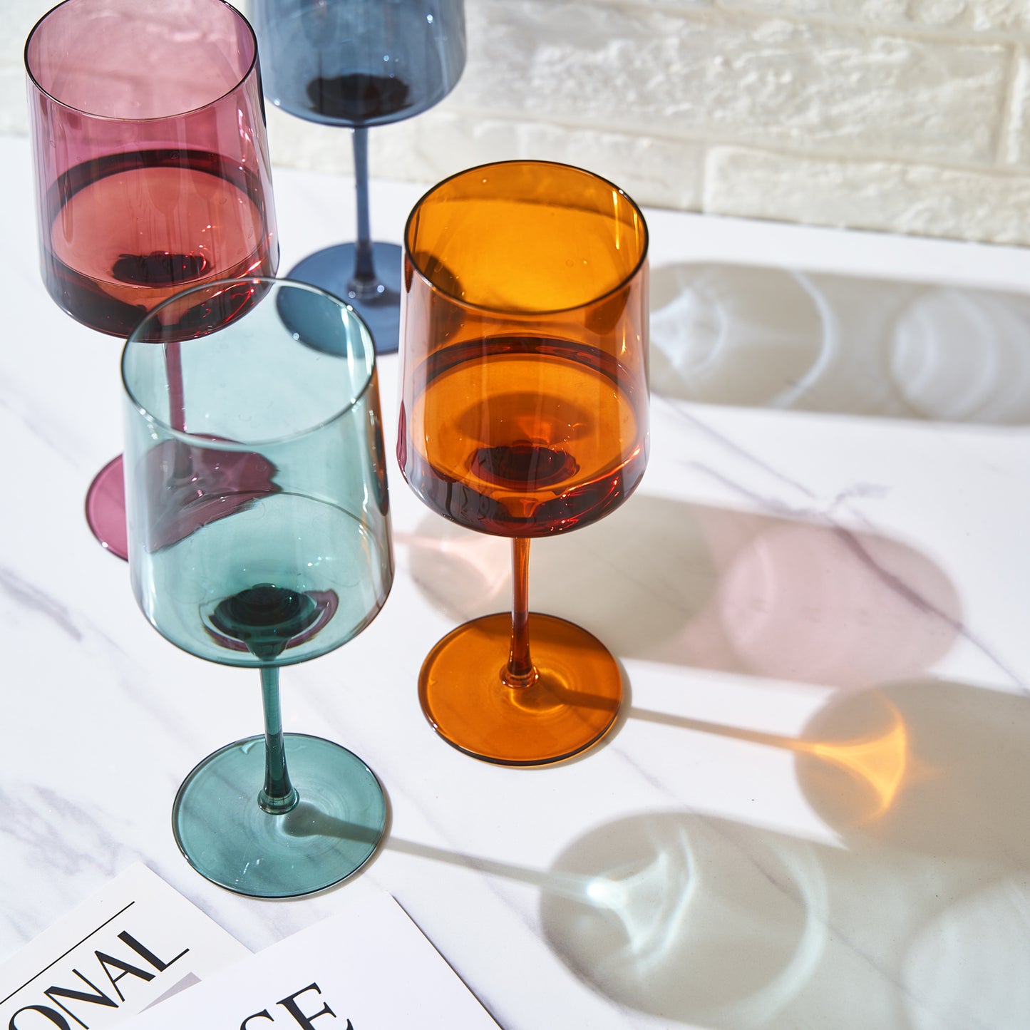 Tonal Square Wine Glassware, Set of 4