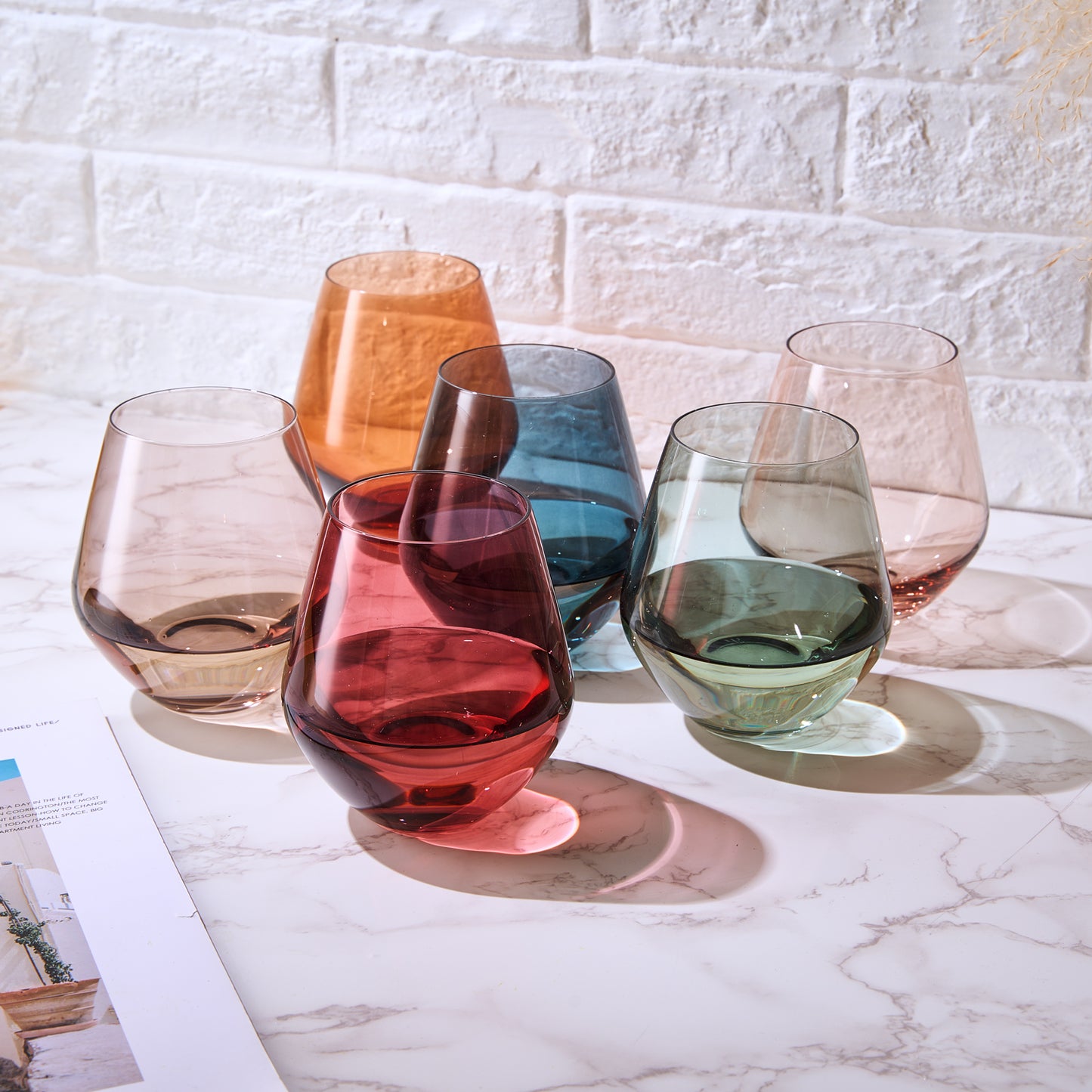 Tonal Stemless Wine Glassware, Set of 6