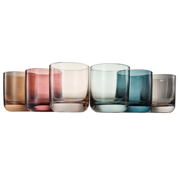 Tonal Lowball Whiskey Glassware, Set of 6