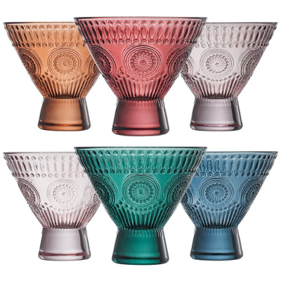 Tonal Hobnail Martini Glassware, Set of 6