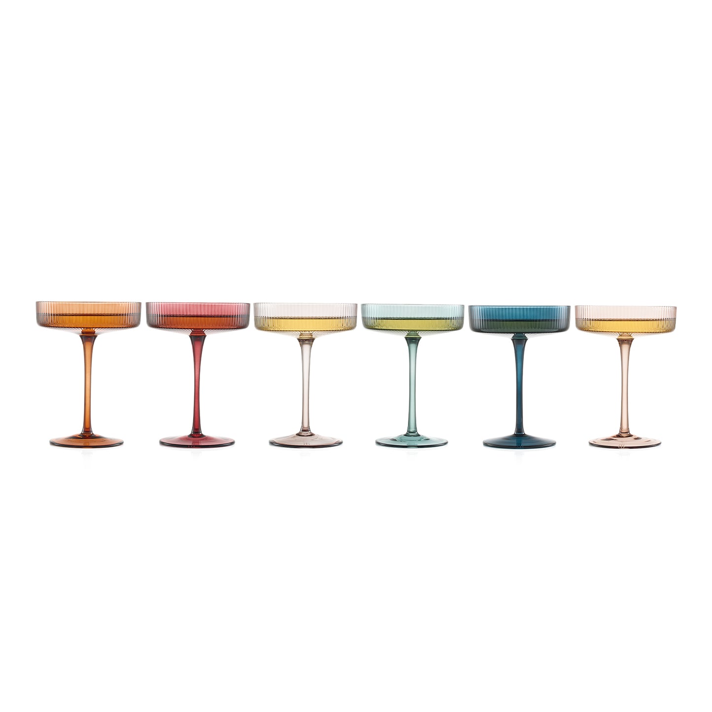 Tonal Ribbed Coupe Glassware, Set of 6