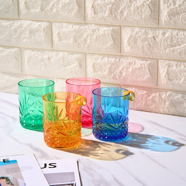 Onix Acrylic Crystal Lowball Glassware, Set of 4