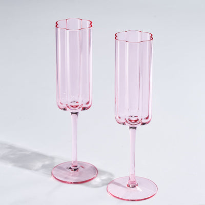 Flower Vintage Champagne Flute Glassware - Set of 2 - 7.4 oz Colorful Cocktail, Martini & Champagne Glasses, Prosecco, Mimosa Glasses Set, Cocktail Glass, Bar Glassware Luster Glasses 9