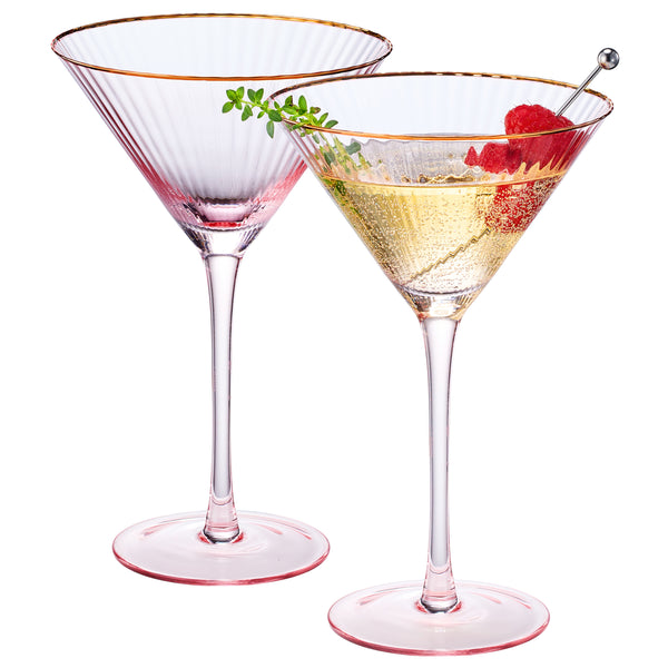 Aurelia Ribbed Martini Glassware, Set of 2