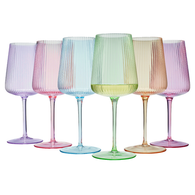 Monet Ribbed Stemmed Wine Glassware, Set of 6