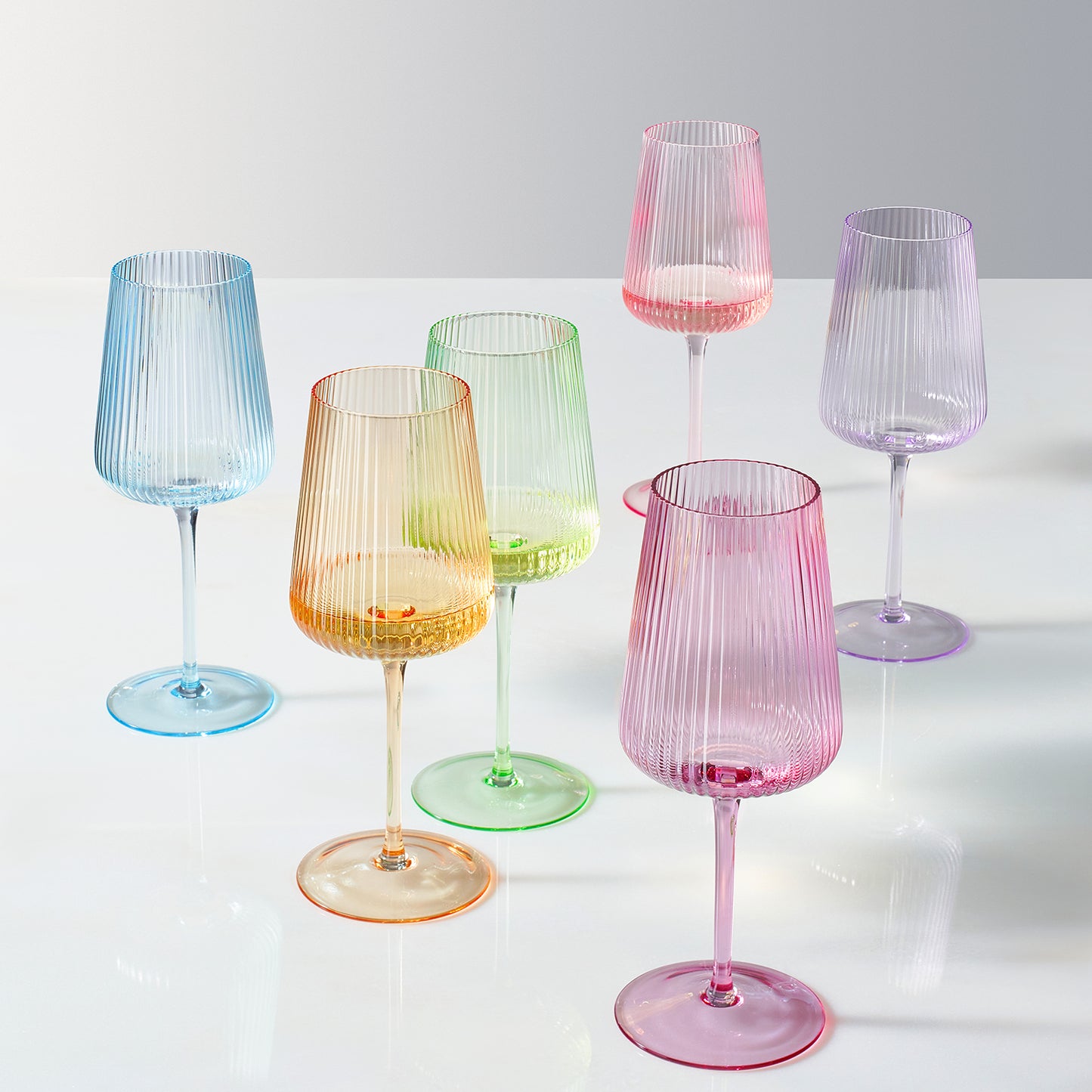 Monet Ribbed Wine Glassware, Set of 6