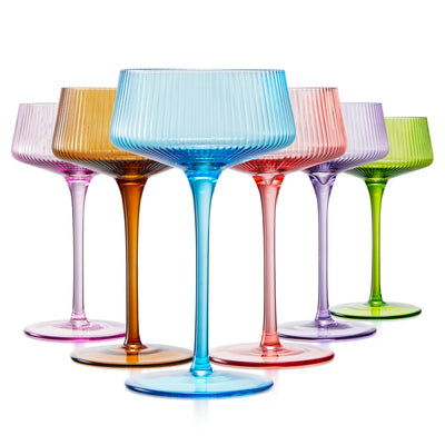 Como Champagne Coupe Cocktail Glasses, Pastel, Set of 6