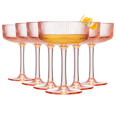 Madrid Acrylic Champagne Coupe Cocktail Glassware, Set of 6