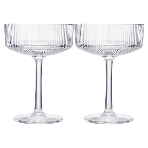 Barcelona Acrylic Champagne Coupe Cocktail Glassware, Set of 2