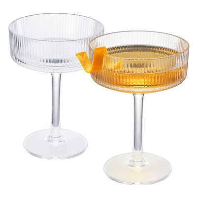 Barcelona Acrylic Champagne Coupe Cocktail Glassware, Set of 2