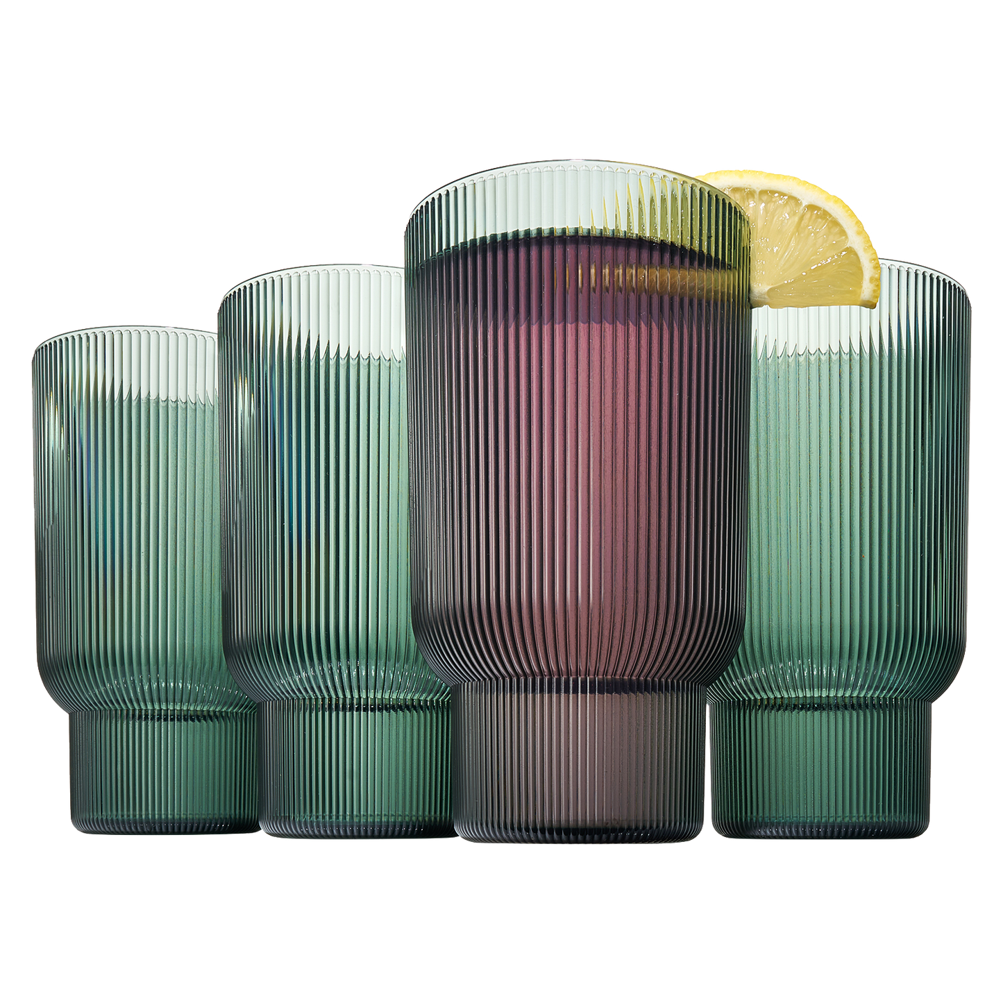 Eze Ribbed Highball, Unbreakable Acrylic, Set of 4