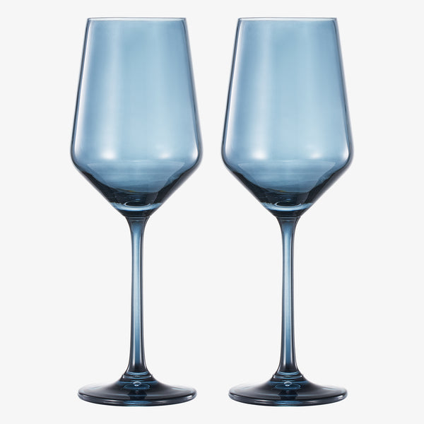 Tonal Stemmed Wine Glassware, Cloudy Blue, Set of 2