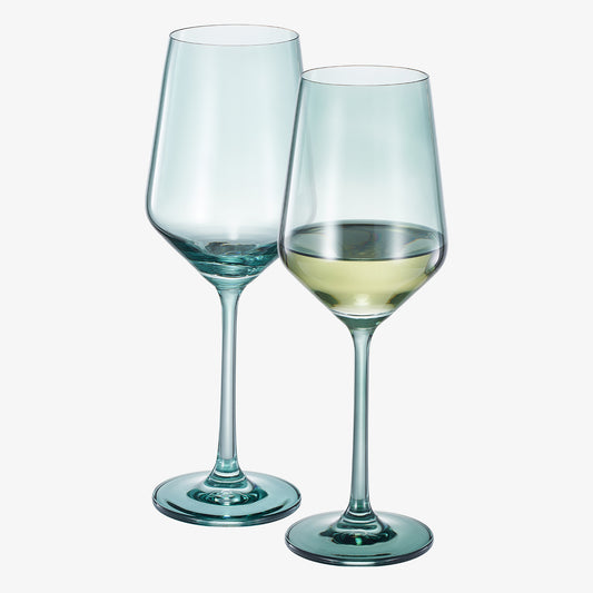 Tonal Colored Wine Glassware, Forest Green, Set of 2
