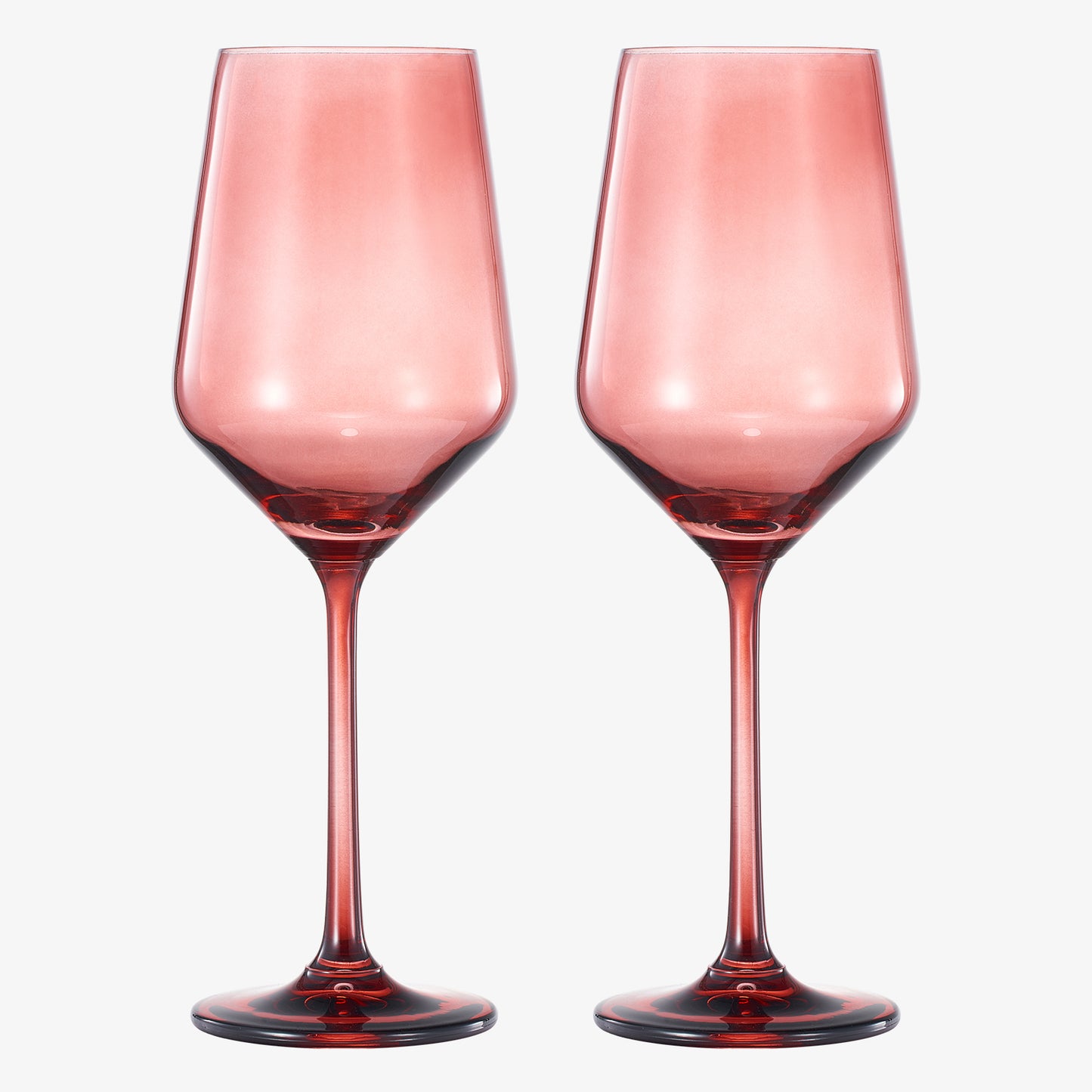 Tonal Colored Wine Glassware, Cranberry Red, Set of 2