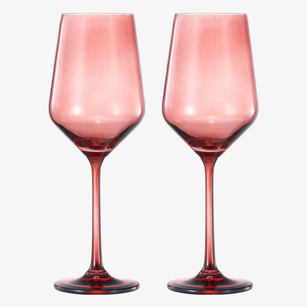 Tonal Stemmed Wine Glassware, Cranberry Red, Set of 2