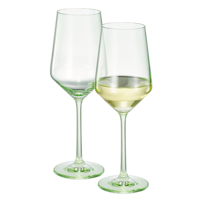 Monet Stemmed Wine Glassware, Green, Set of 2
