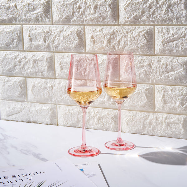 Monet Stemmed Wine Glassware, Pink, Set of 2