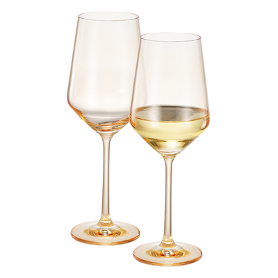 Monet Stemmed Wine Glassware, Yellow, Set of 2
