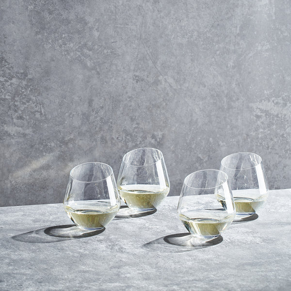 Classica Slanted Stemless Wine Glassware, Set of 4