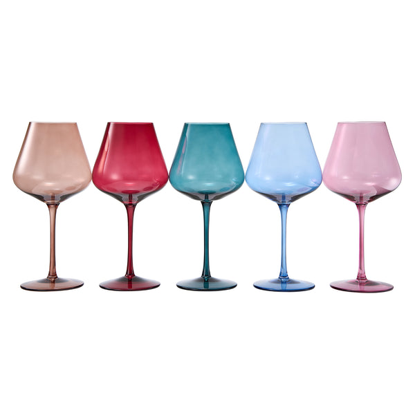 Stagioni Stemmed Wine Glassware, Set of 5, 