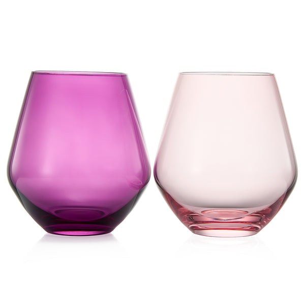 Flora Stemless Wine Glassware, Set of 2