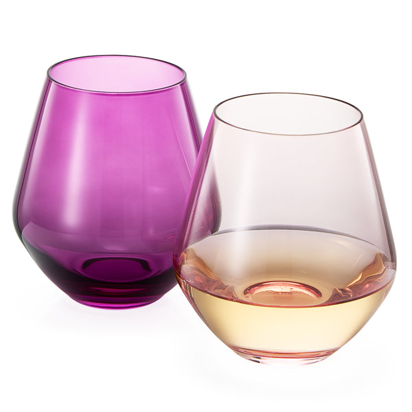 Flora Stemless Wine Glassware, Set of 2