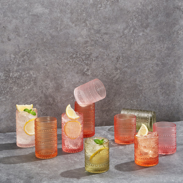 Fortuna Hobnail Highball Glassware, Set of 5