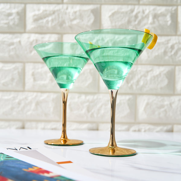 Deco Martini Cocktail Glassware, Set of 2