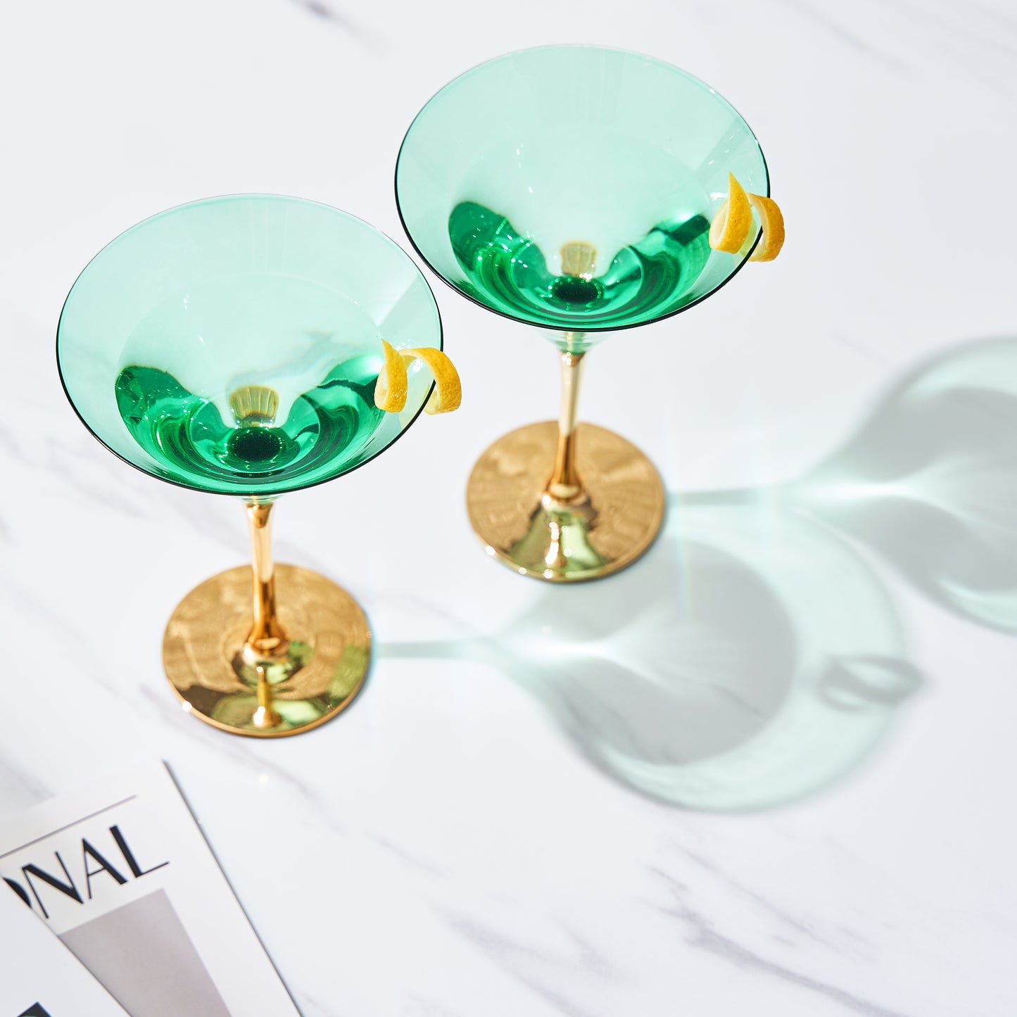 Deco Martini Glassware, Set of 2