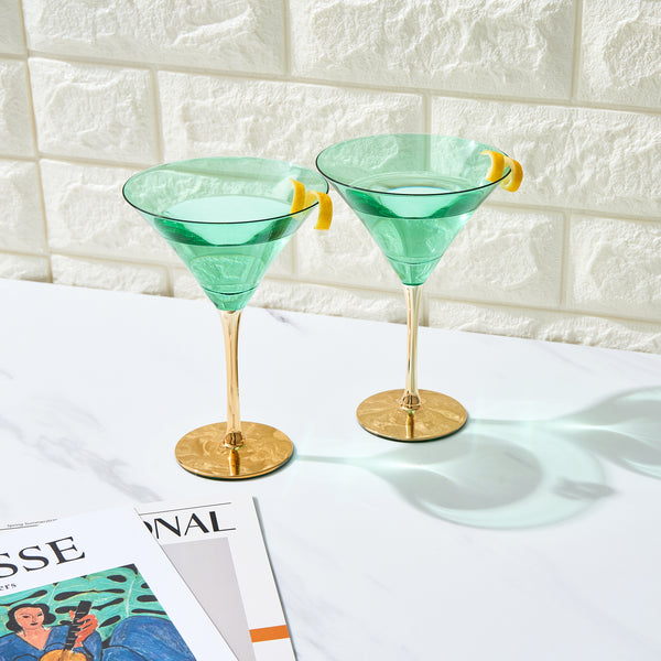 Deco Martini Cocktail Glassware, Set of 2